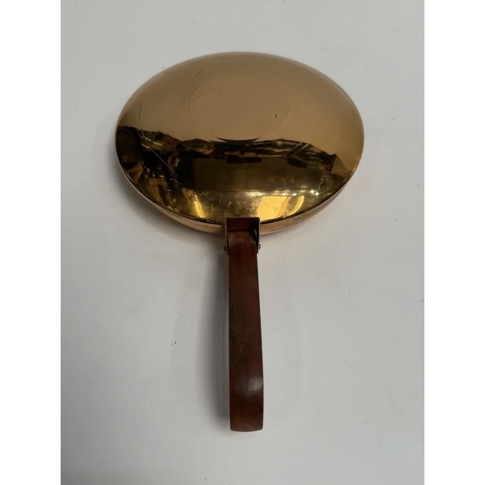 VTG MID‎ CENTURY SAXTON INC CALIFORNIA Copper PAN W/ ATTACHED LID WOODEN HANDLE
